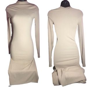 SOLD Maxi Thumb Hole Long Sleeve Side Split Ribbed Knitted Dress